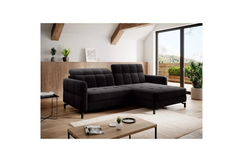 Hörnsoffa Eltap Lorelle 225x160x105 cm, Mat Velvet 99, Blå, Höger