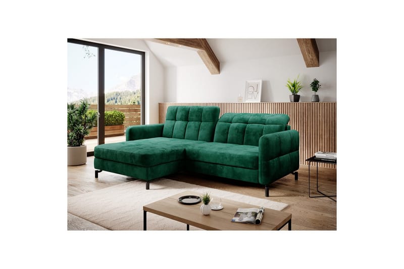 Hörnsoffa Eltap Lorelle 225x160x105 cm - Monolit 37, Grön, Vänster - Möbler - Soffa - Bäddsoffa