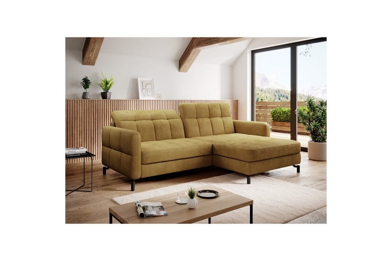 Hörnsoffa Eltap Lorelle 225x160x105 cm - Monolit 48, Gul, Höger - Möbler - Soffa - Bäddsoffa