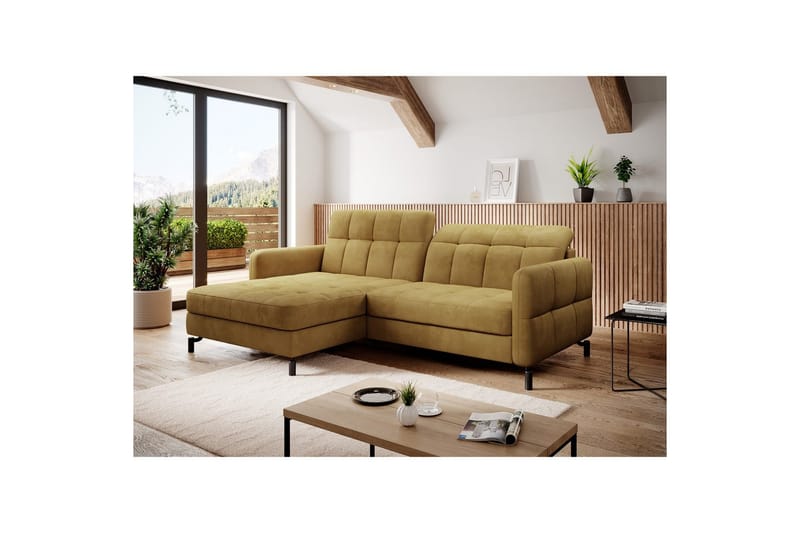 Hörnsoffa Eltap Lorelle 225x160x105 cm - Monolit 48, Gul, Vänster - Möbler - Soffa - Bäddsoffa