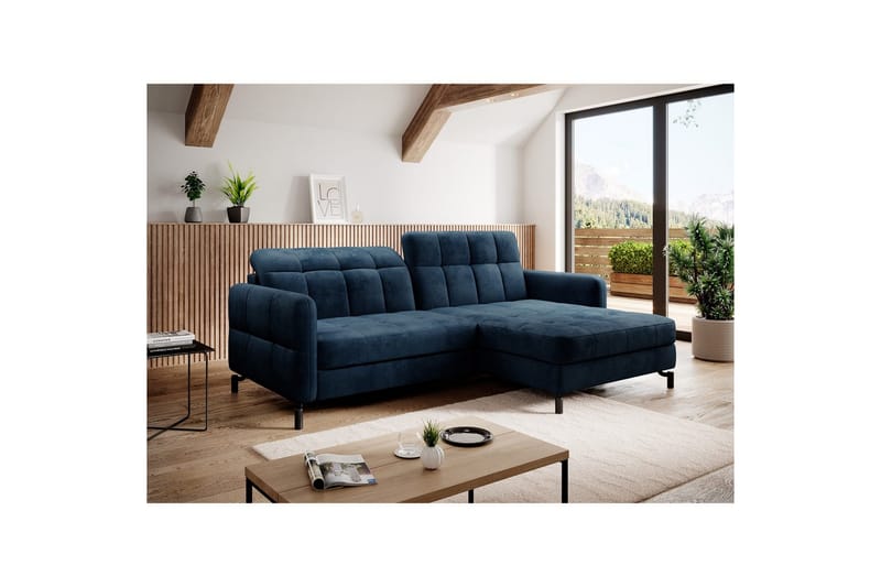 Hörnsoffa Eltap Lorelle 225x160x105 cm - Monolit 77, Blå, Höger - Möbler - Soffa - Bäddsoffa