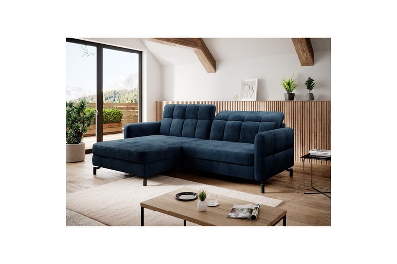 Hörnsoffa Eltap Lorelle 225x160x105 cm - Monolit 77, Blå, Vänster - Möbler - Soffa - Bäddsoffa