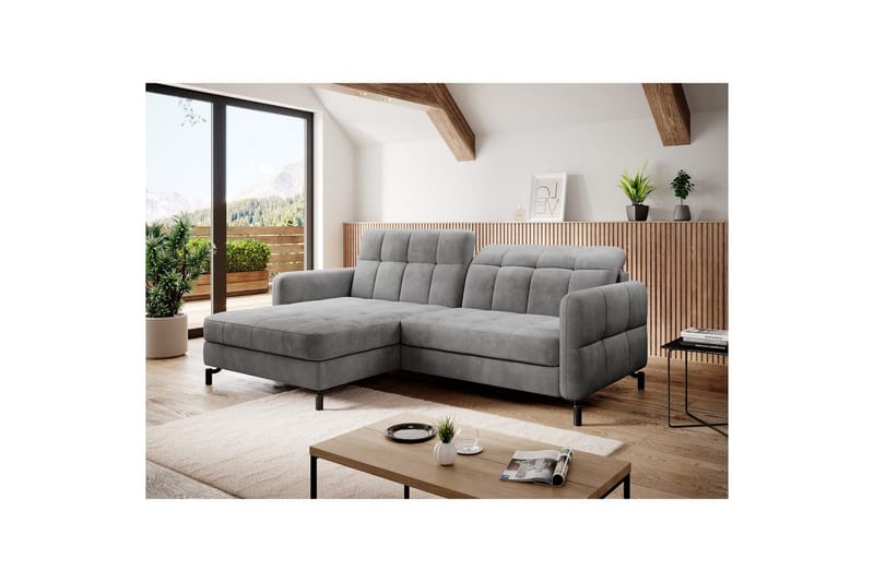Hörnsoffa Eltap Lorelle 225x160x105 cm - Monolit 84, Ljusgrå, Vänster - Möbler - Soffa - Bäddsoffa