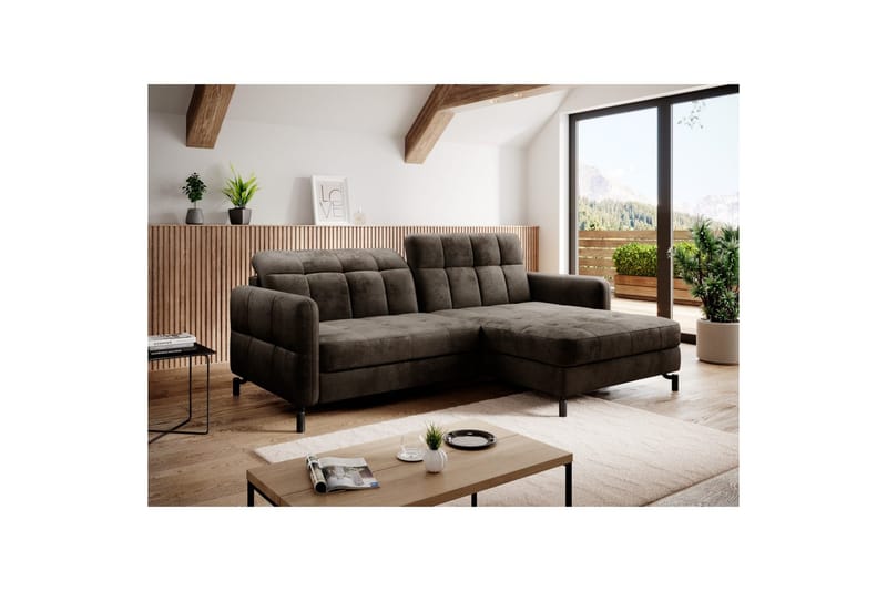 Hörnsoffa Eltap Lorelle 225x160x105 cm - Monolith 29, Mörk Brun, Höger - Möbler - Soffa - Bäddsoffa