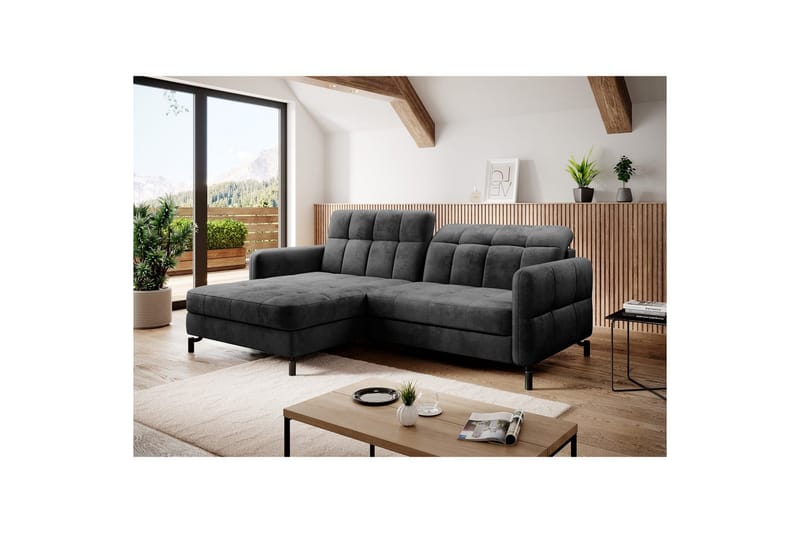 Hörnsoffa Eltap Lorelle 225x160x105 cm - Monolith 97, Mörkgrå, Vänster - Möbler - Soffa - Bäddsoffa