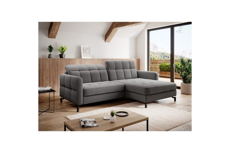 Hörnsoffa Eltap Lorelle 225x160x105 cm - Omega 13, Mörkgrå, Höger - Möbler - Soffa - Bäddsoffa