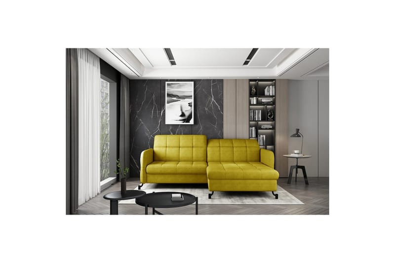 Hörnsoffa Eltap Lorelle 225x160x105 cm - Omega 68, Gul, Höger - Möbler - Soffa - Bäddsoffa