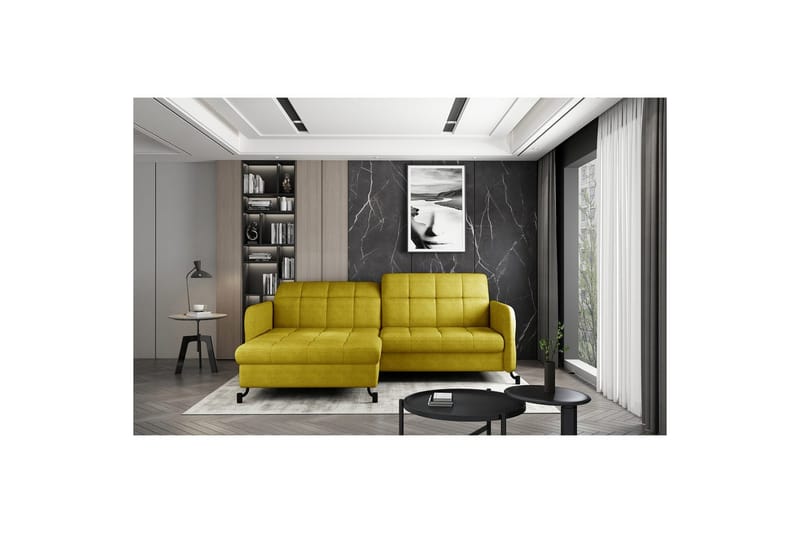 Hörnsoffa Eltap Lorelle 225x160x105 cm - Omega 68, Gul, Vänster - Möbler - Soffa - Bäddsoffa