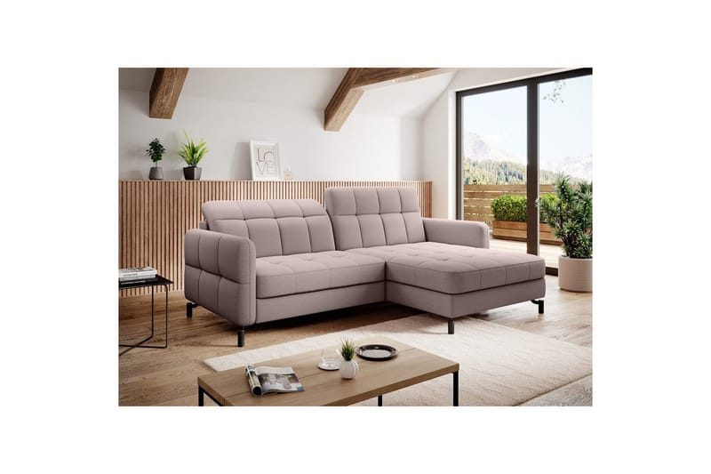 Hörnsoffa Eltap Lorelle 225x160x105 cm - Omega 91, Rosa, Höger - Möbler - Soffa - Bäddsoffa