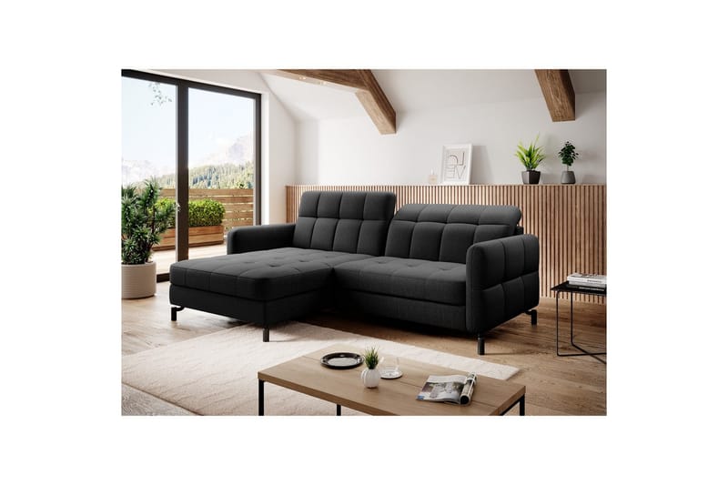 Hörnsoffa Eltap Lorelle 225x160x105 cm - Sawana 14, Svart, Vänster - Möbler - Soffa - Bäddsoffa