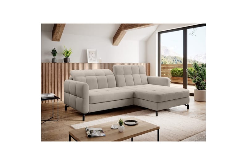 Hörnsoffa Eltap Lorelle 225x160x105 cm - Paros 02, Beige, Höger - Möbler - Soffa - Bäddsoffa