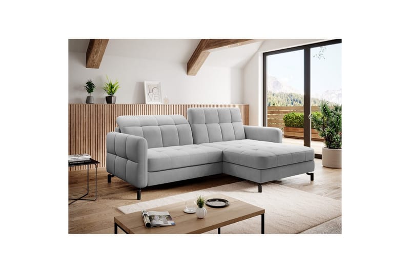 Hörnsoffa Eltap Lorelle 225x160x105 cm - Paros 05, Ljusgrå, Höger - Möbler - Soffa - Bäddsoffa