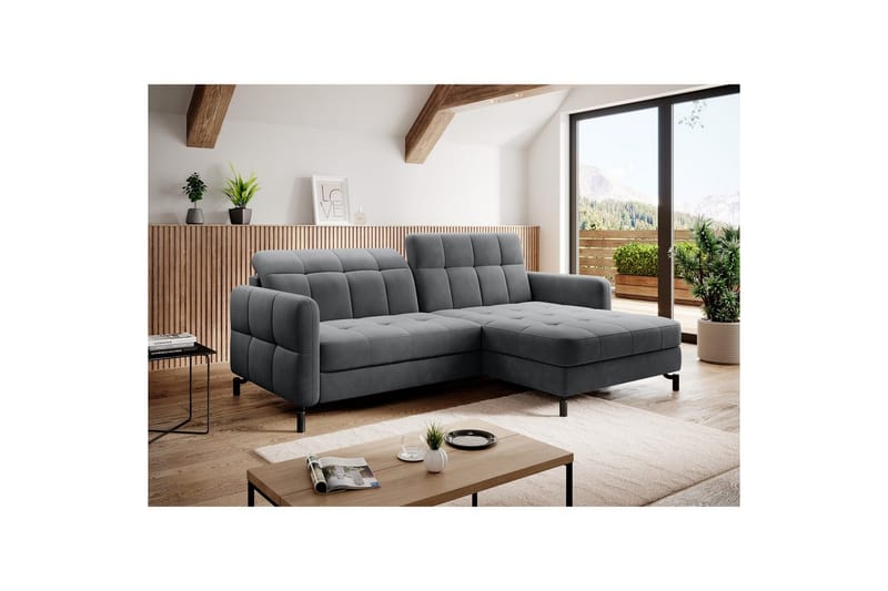 Hörnsoffa Eltap Lorelle 225x160x105 cm - Paros 06, Grå, Höger - Möbler - Soffa - Bäddsoffa