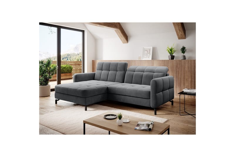 Hörnsoffa Eltap Lorelle 225x160x105 cm - Paros 06, Grå, Vänster - Möbler - Soffa - Bäddsoffa