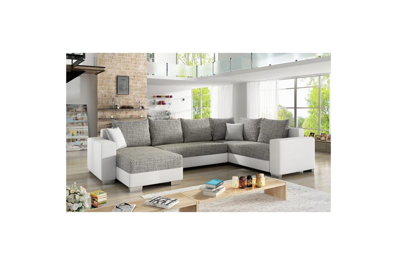 Hörnsoffa Eltap Marco 312x210x92 cm - Berlin 01, Soft 17, Grå, Vit, Vänster - Möbler - Soffa - Bäddsoffa