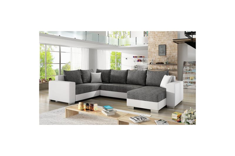 Hörnsoffa Eltap Marco 312x210x92 cm - Berlin 02, Soft 17, Svart, Vit, Höger - Möbler - Soffa - Bäddsoffa