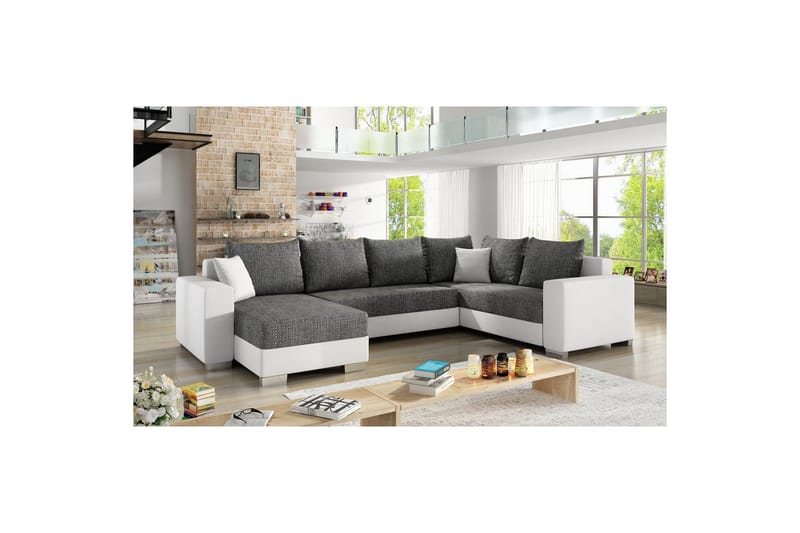 Hörnsoffa Eltap Marco 312x210x92 cm - Berlin 02, Soft 17, Svart, Vit, Vänster - Möbler - Soffa - Bäddsoffa