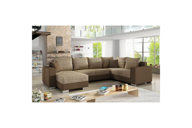 Hörnsoffa Eltap Marco 312x210x92 cm - Berlin 03, Soft 15, Beige, Brun, Vänster - Möbler - Soffa - Bäddsoffa