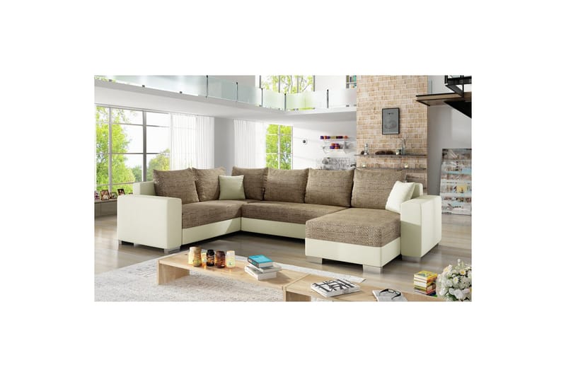 Hörnsoffa Eltap Marco 312x210x92 cm - Berlin 03, Soft 33, Beige, Höger - Möbler - Soffa - Bäddsoffa
