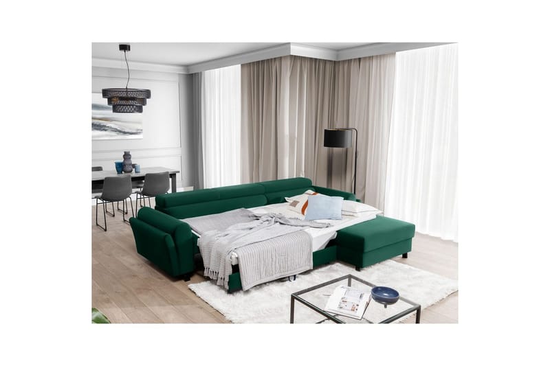 Hörnsoffa Eltap Mariall 288x200x92 cm - Kronos 19, Mörkgrön, Höger - Möbler - Soffa - Bäddsoffa