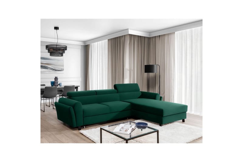 Hörnsoffa Eltap Mariall 288x200x92 cm - Kronos 19, Mörkgrön, Höger - Möbler - Soffa - Bäddsoffa