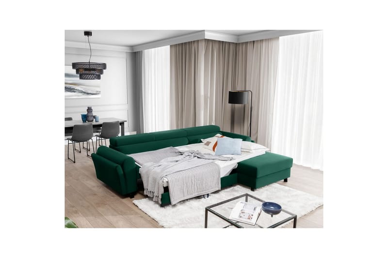Hörnsoffa Eltap Mariall 288x200x92 cm - Kronos 19, Mörkgrön, Höger - Möbler - Soffa - Bäddsoffa