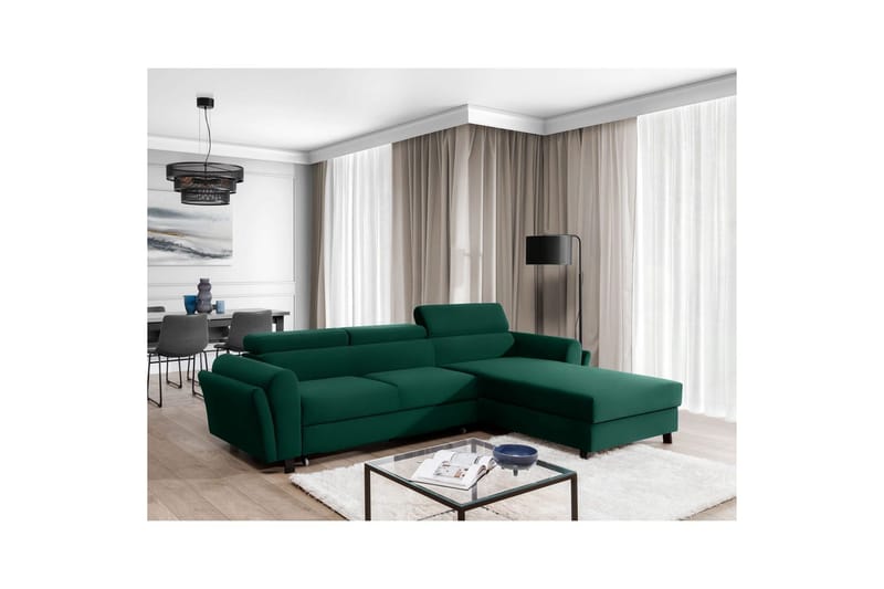 Hörnsoffa Eltap Mariall 288x200x92 cm - Kronos 19, Mörkgrön, Höger - Möbler - Soffa - Bäddsoffa
