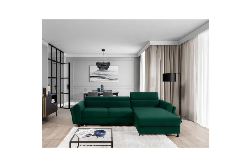 Hörnsoffa Eltap Mariall 288x200x92 cm - Kronos 19, Mörkgrön, Höger - Möbler - Soffa - Bäddsoffa