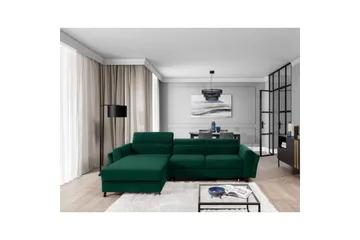 Hörnsoffa Eltap Mariall 288x200x92 cm - Kronos 19, Mörkgrön, Vänster - Möbler - Soffa - Bäddsoffa
