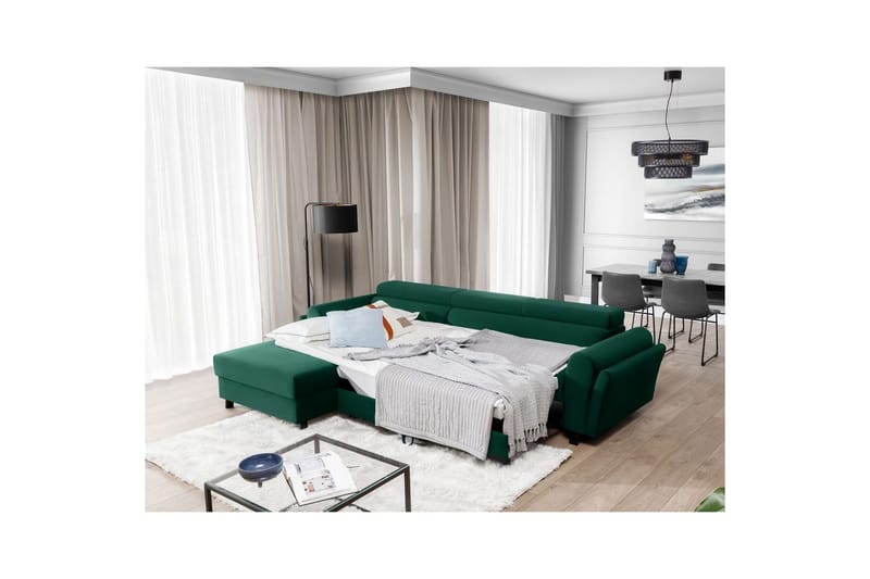 Hörnsoffa Eltap Mariall 288x200x92 cm - Kronos 19, Mörkgrön, Vänster - Möbler - Soffa - Bäddsoffa