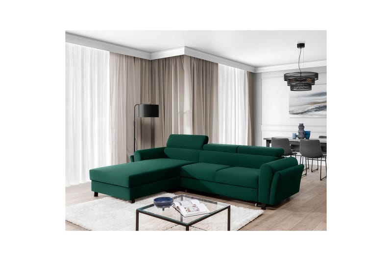 Hörnsoffa Eltap Mariall 288x200x92 cm - Kronos 19, Mörkgrön, Vänster - Möbler - Soffa - Bäddsoffa