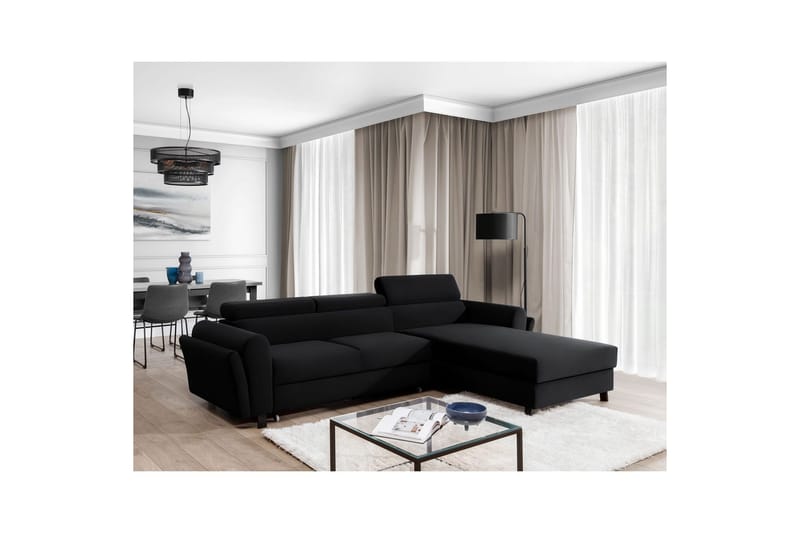 Hörnsoffa Eltap Mariall 288x200x92 cm - Mat Sammet 99, Blå, Höger - Möbler - Soffa - Bäddsoffa