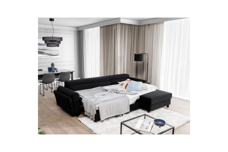 Hörnsoffa Eltap Mariall 288x200x92 cm - Mat Sammet 99, Blå, Höger - Möbler - Soffa - Bäddsoffa