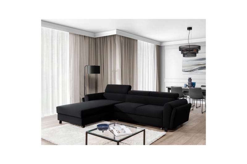 Hörnsoffa Eltap Mariall 288x200x92 cm - Mat Sammet 99, Blå, Vänster - Möbler - Soffa - Bäddsoffa