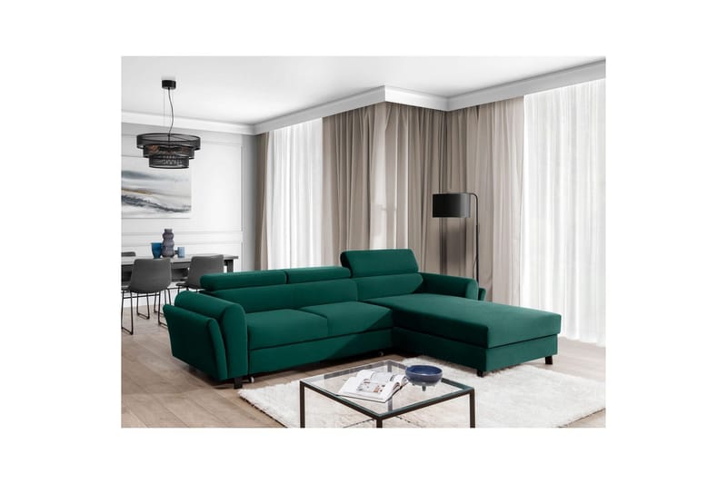 Hörnsoffa Eltap Mariall 288x200x92 cm - Monolith 37, Grön, Höger - Möbler - Soffa - Bäddsoffa