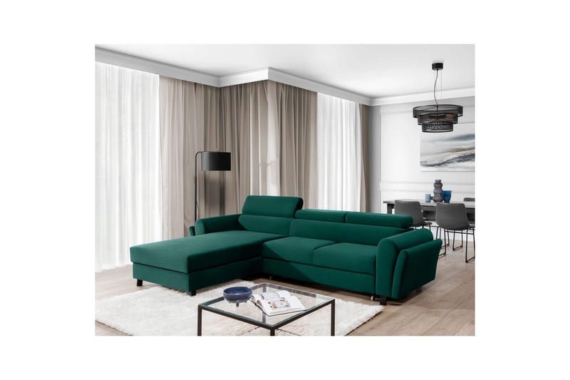 Hörnsoffa Eltap Mariall 288x200x92 cm - Monolith 37, Grön, Vänster - Möbler - Soffa - Bäddsoffa