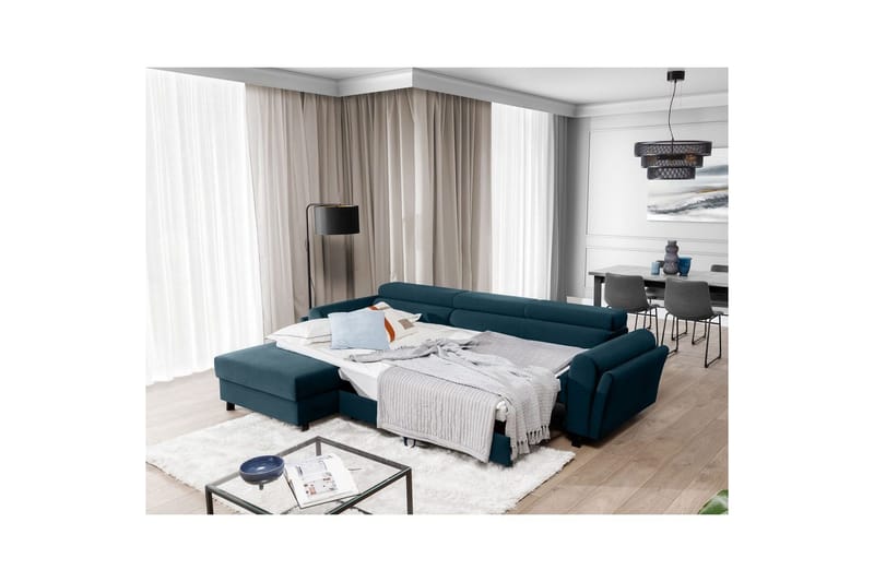 Hörnsoffa Eltap Mariall 288x200x92 cm - Monolith 77, Blå, Vänster - Möbler - Soffa - Bäddsoffa