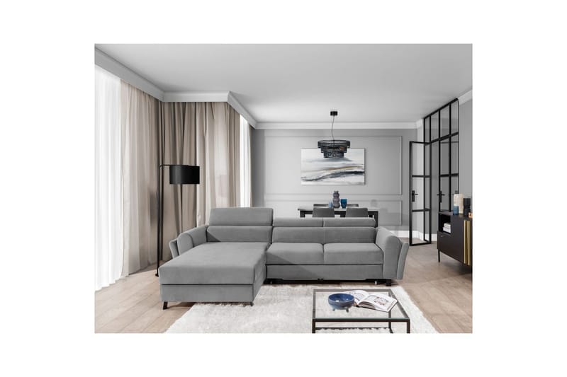 Hörnsoffa Eltap Mariall 288x200x92 cm - Monolith 84, Ljusgrå, Vänster - Möbler - Soffa - Bäddsoffa