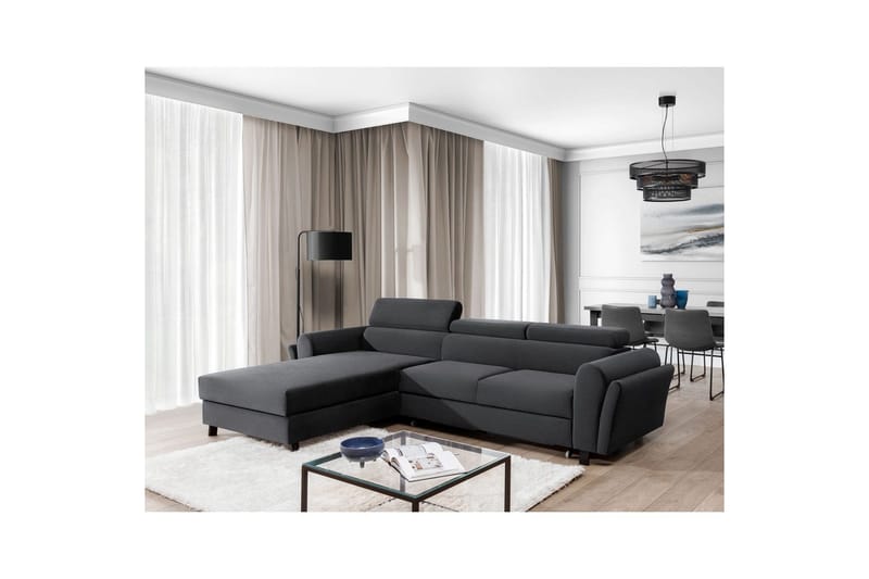 Hörnsoffa Eltap Mariall 288x200x92 cm - Monolith 97, Mörkgrå, Vänster - Möbler - Soffa - Bäddsoffa