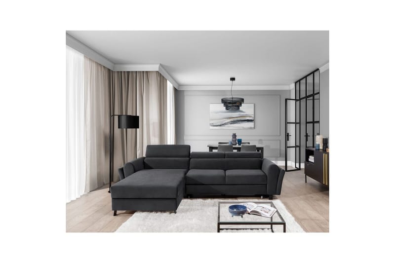 Hörnsoffa Eltap Mariall 288x200x92 cm - Monolith 97, Mörkgrå, Vänster - Möbler - Soffa - Bäddsoffa