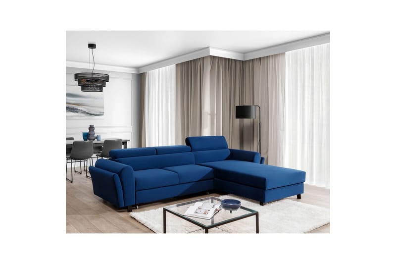 Hörnsoffa Eltap Mariall 288x200x92 cm - Riviera 81, Blå, Höger - Möbler - Soffa - Bäddsoffa