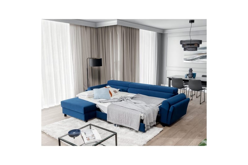 Hörnsoffa Eltap Mariall 288x200x92 cm - Riviera 81, Blå, Vänster - Möbler - Soffa - Bäddsoffa