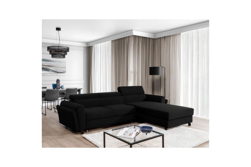 Hörnsoffa Eltap Mariall 288x200x92 cm - Sawana 14, Svart, Höger - Möbler - Soffa - Bäddsoffa