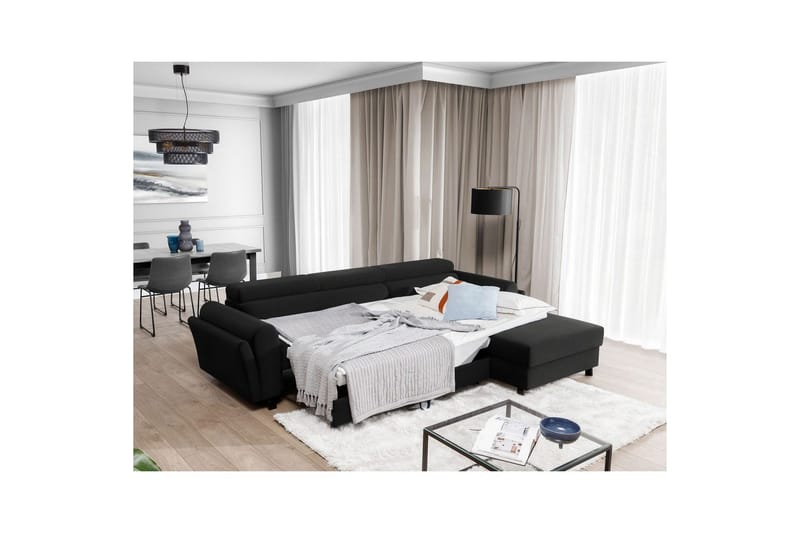 Hörnsoffa Eltap Mariall 288x200x92 cm - Sawana 14, Svart, Höger - Möbler - Soffa - Bäddsoffa