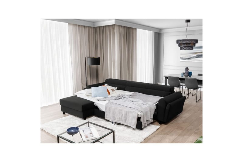 Hörnsoffa Eltap Mariall 288x200x92 cm - Sawana 14, Svart, Vänster - Möbler - Soffa - Bäddsoffa