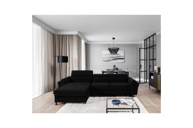 Hörnsoffa Eltap Mariall 288x200x92 cm - Sawana 14, Svart, Vänster - Möbler - Soffa - Bäddsoffa