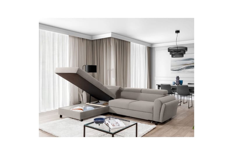 Hörnsoffa Eltap Mariall 288x200x92 cm - Paros 02, Beige, Vänster - Möbler - Soffa - Bäddsoffa