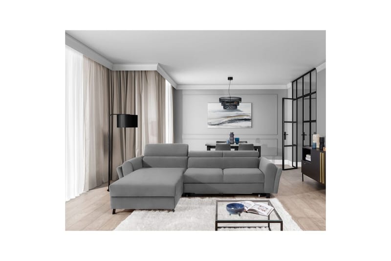 Hörnsoffa Eltap Mariall 288x200x92 cm - Paros 05, Ljusgrå, Vänster - Möbler - Soffa - Bäddsoffa