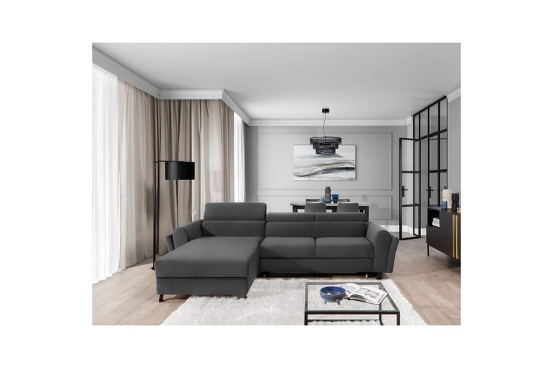 Hörnsoffa Eltap Mariall 288x200x92 cm - Paros 06, Grå, Vänster - Möbler - Soffa - Bäddsoffa