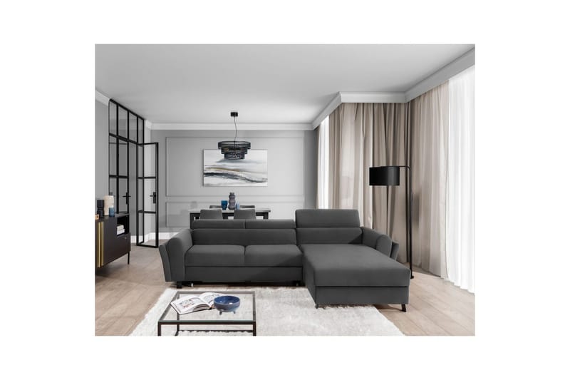 Hörnsoffa Eltap Mariall 288x200x92 cm - Paros 06, Grå, Höger - Möbler - Soffa - Bäddsoffa